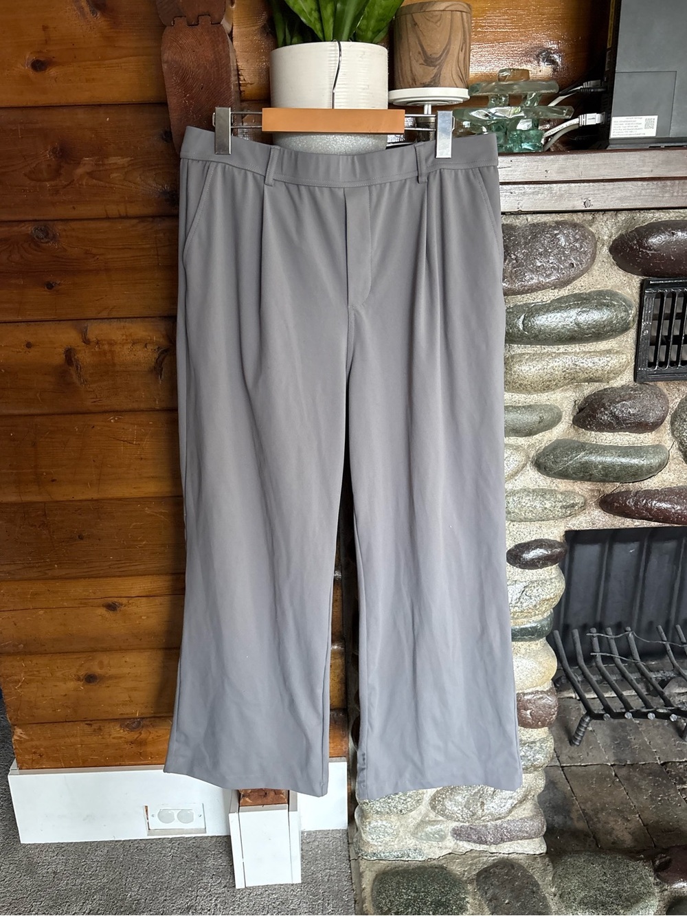 Halara High Waisted Wide Leg Work Pants Gray Stretch Pull-On XL